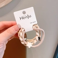 Lot de chouchous crème avec une fleur blanche et un pendentif en forme de cœur - Beige Ananas