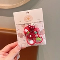 Set di elastici per capelli rossi con simpatici ciondoli a fragola e coniglio per bimbe - Elastico per Capelli Rosso Fungo
