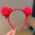 Serre-tête festif à pompons rouges avec strass pour le Nouvel An lunaire 2026 - Serre-tête à Pompons