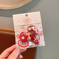Elastici per capelli rossi per bambini con ciondoli a fumetti di orsi, fiori e pony - Elastico per Capelli Rosso Fiore