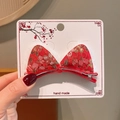 Nieuwjaars haarclip in Chinese stijl met rode pluche oren en gouden borduursels - Kattenoren Stijl