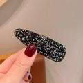 Elegante fermaglio per capelli in cristalli neri con classico design ovale BB - Fermaglio a Goccia d'Acqua Nero