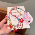 Kleurrijke kinderarmband van acryl met schattige beer en kers cartoon hangers - Bloemen ketting
