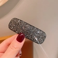 Funkelnde dunkelgraue Kristall-Haarspange mit Strasssteinen und schwarzer Metallbasis - Gunmetal Grau Quadratische Clip