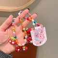 Kleurrijke kralen telefoonkabel met schattige aardbei en paddenstoel hangers - Paddestoel Ketting