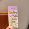 Set di 5 fermagli per capelli a tema marino con perle e conchiglie su carta viola - Coda di Balena Gialla