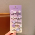 Set di 5 fermagli per capelli viola con conchiglie, stelle e perle in resina - Coda di Pesce Viola