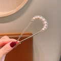 Forcina per capelli dorata a U con perle a mezzaluna e strass scintillanti eleganti - Cuore Perla