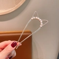 Forcina per capelli a orecchie di gatto dorata con cristalli e perle per acconciature eleganti - Perla Orecchie di Gatto