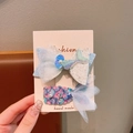 Sweet mermaid tail hair clips for girls with sequins pearls and colorful mesh - Blue Fishtail