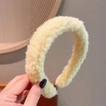 Serre-tête en peluche laine d'agneau jaune crème pour accessoire cheveux d'hiver - Jaune Agneau