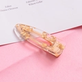 Elegant acrylic hair clip with gold foil flakes and a rose gold metal base - Waterdrop-Gold