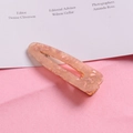 Elegant peach resin teardrop hair clip with glitter gold flakes and metallic clasp - Waterdrop Floral Pink