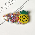 Simpatica molletta per capelli BB trasparente ananas per bambine con paillettes colorate - Ananas