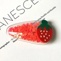Fermaglio fragola scintillante con paillettes a cuore e design a frutto trasparente - Fragola Rossa