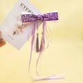 Hanfu hair clip with purple butterfly bow, long fringe tassels and pearl accents - Purple