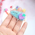 Barrette à cheveux bleue scintillante pour fille avec raisin violet et paillettes - Raisins