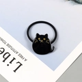 Elastico per capelli con ciondolo a forma di gatto nero in acetato per ragazze - Nero