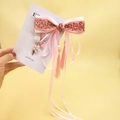 Barrette papillon rose vintage avec pompons et ruban floral pour tenues Hanfu - Rose