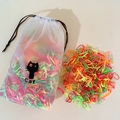 Colorful high-elastic hair bands set with a cute cat-themed drawstring storage bag - 1# Bag-Fluorescent Colors (Approx. 5000 Pcs)
