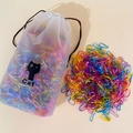 Colorful mini elastic hair bands for kids with a translucent frosted cat drawstring bag - 4# Bag-Pearlescent Colors (Approx. 5000 Pcs)