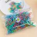 Colorful high-elastic hair ties set in a transparent daisy zipper storage bag - 13# Spring Colors (Approx. 1000 Pcs)