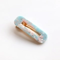Rectangle cutout hair clip with blue and pink mosaic patterns in high-quality acetate - Rectangle / Blue