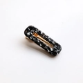 Elegant rectangle acetate hair clip with black and white marble pattern and gold metal base - Rectangle / Black