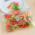 Colorful high elasticity hair bands set in transparent daisy pattern zipper bag - 9# Fluorescent Colors (Approx. 1000 Pcs)