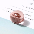 Matte pink mini hair claw clip with a hollow semi-circle design for women - Hollow Oval Korean Pink