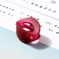 Mini matte raspberry pink hair claw clip with a minimalist hollow design for daily styling - Hollow Oval Wine Red