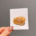 Niedliche bernsteinfarbene Katzen-Haarklammer mit Goldglitzer und minimalistischem Design - 7# Karamell