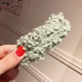 Light green faux shearling hair clip with soft plush texture for autumn and winter - Fruit Green