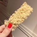 Beige lamb wool plush BB hair clip with curly candy-colored faux fur for autumn winter - Yellow