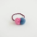 Elastico per capelli con pompon in ecopelliccia rosa e blu e fascia a spirale viola - Rosa Blu