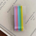 Set of 10 candy-colored matte metal hair pins in pastel purple, pink, and blue - Yellow/Green/Blue/Pink - Flat Style