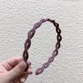 Dark red matte twisted hairband for women with anti-slip inner teeth and braid design - Coffee