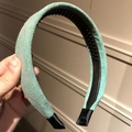 Mint green matte velvet headband with non-slip tooth comb for styling hair - Green