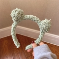 Diadema de lana de cordero verde claro con orejas de oso suaves para niñas y niños - verde claro