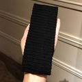 Fascia elastica larga in maglia a coste nere stile vintage per la moda invernale donna - Nero