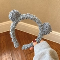 Diadema de orejas de oso de peluche azul claro para niñas en tejido suave polar - Azul