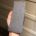 Elastic grey knitted headband with rib design for women in vintage autumn style - Basic Style / Gray