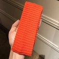 Vibrant orange ribbed knit headband featuring an elastic wide-brim retro fashion style - Basic Style / Orange