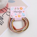 Morandi colors high elasticity braided hair ties set with wave texture and floral tag - Style 3