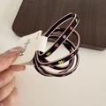 Elastic braided hair band in black and pink with embroidered colorful fruit patterns - Style 5