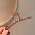 Minimalist large rose gold metal hair claw clip with a glossy plated finish - 5-Rose Gold Rectangular Clip
