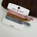 Three-piece set of high-elasticity braided hair ties in pink, ginger, and grey colors - Style 9