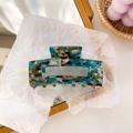 Grande molletta per capelli in acetato con motivo floreale marmorizzato blu e marrone - Blu Floreale