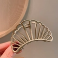Elegante matgouden metalen haarklem in schelpvorm voor dik haar haarstyling - 8-Gouden Schelp Clip