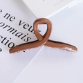 Minimalist coffee brown glossy hair claw clip with a crossover design for women - Coffee (7)